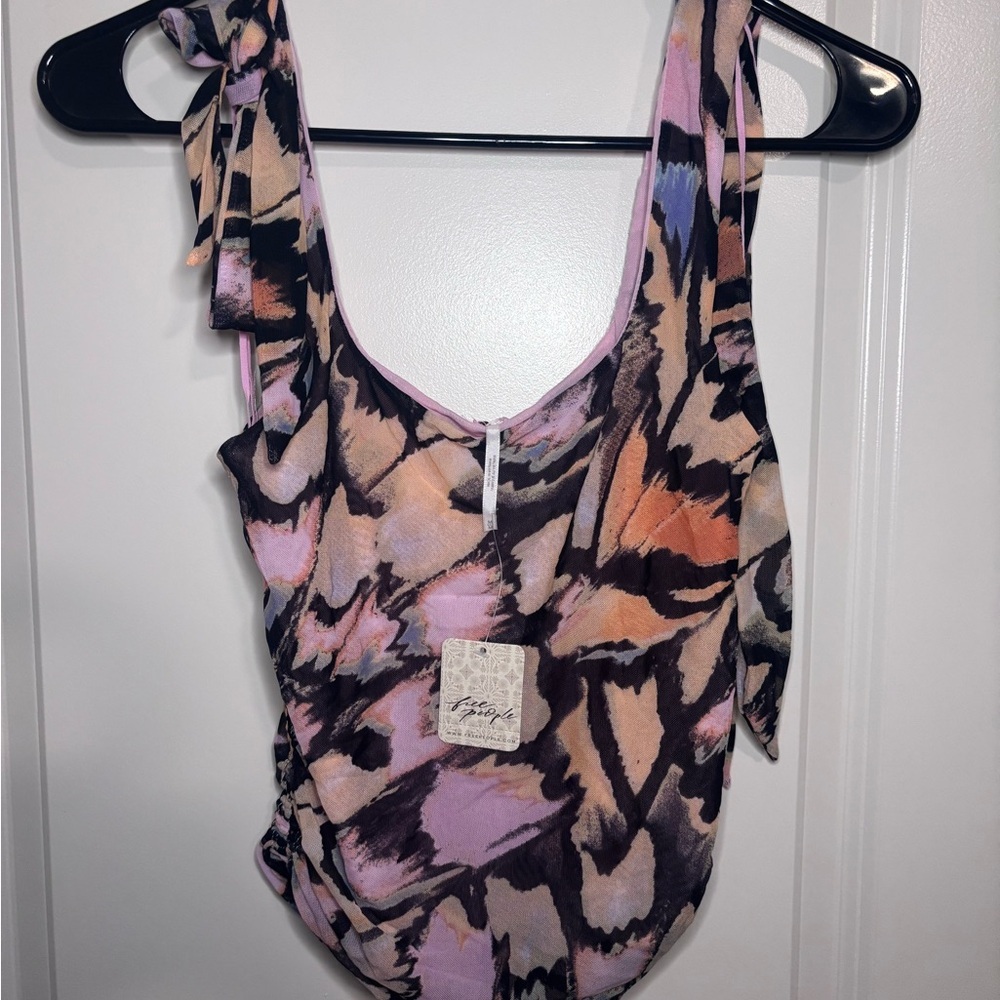 Free People Ruched Tie Tank Top, pastels, medium, BNWT
